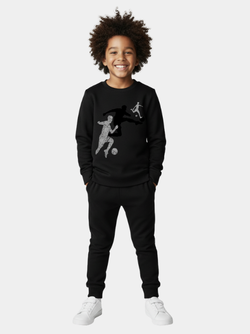 All Black Printed Sweatshirt Jogger Set