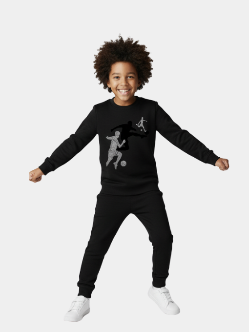 All Black Printed Sweatshirt Jogger Set