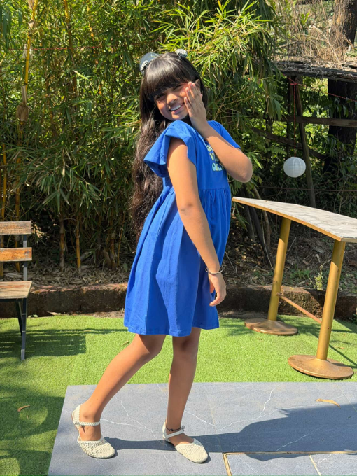 Flutter-Sleeved Cotton Dress