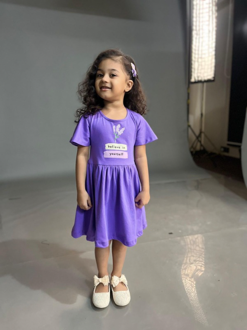 FLUTTER-SLEEVED COTTON DRESS