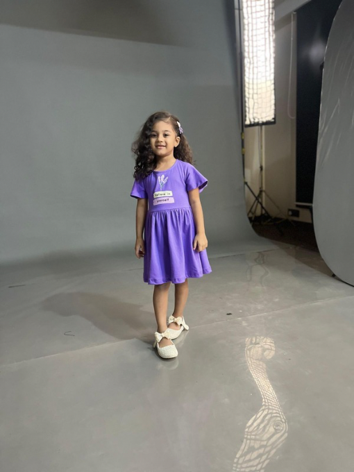 FLUTTER-SLEEVED COTTON DRESS