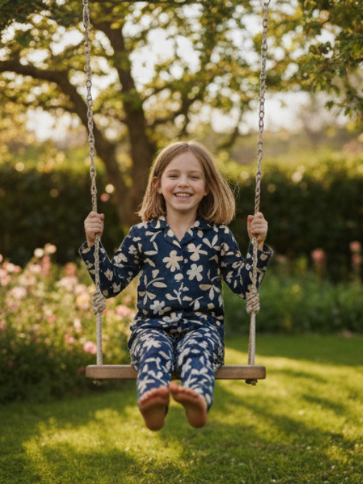 Navy Blue Floral Pajama Set🌙