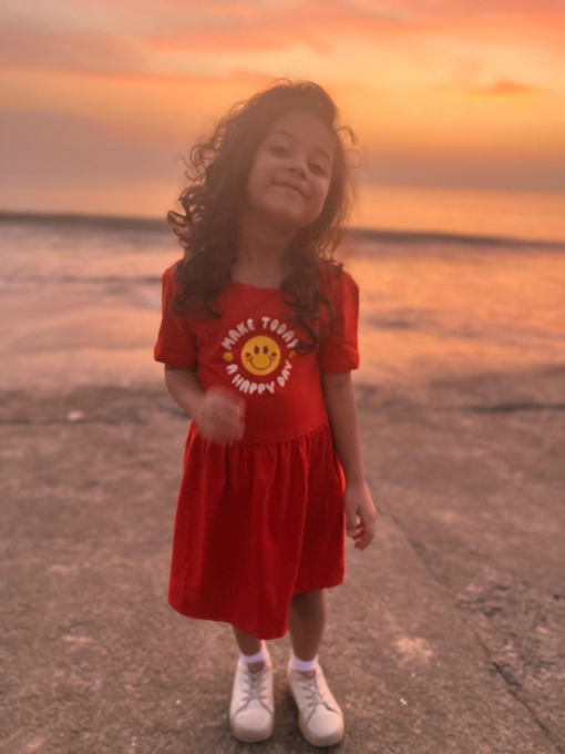 FLUTTER-SLEEVED COTTON DRESS